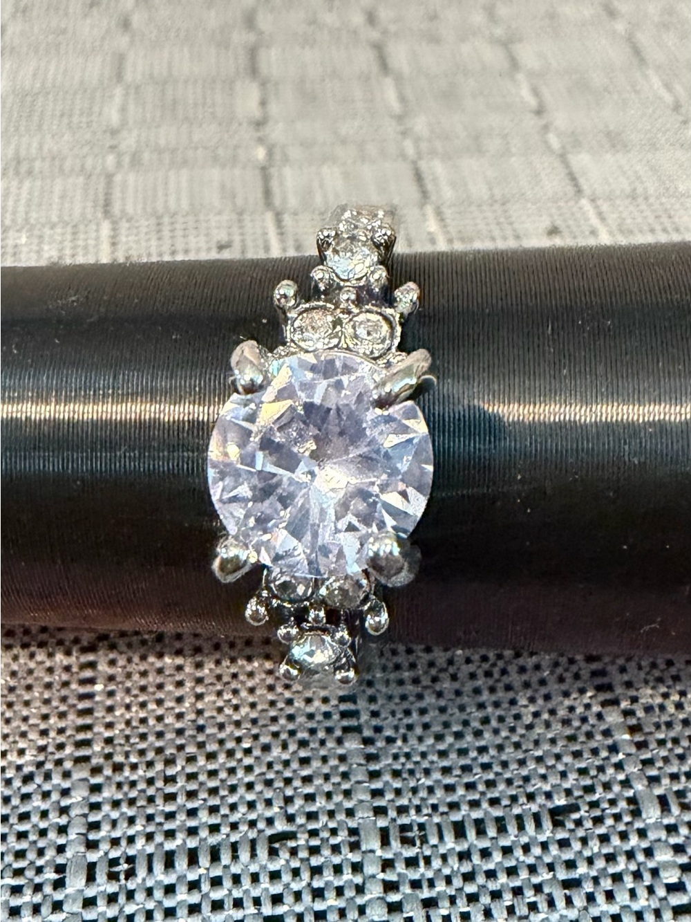 Silver-Tone White Cubic Zirconia Statement Ring
